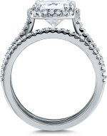Kobelli Cushion Brilliant Moissanite Halo Bridal Wedding Rings Set 2 3/8 CTW 14k White Gold - Image 5