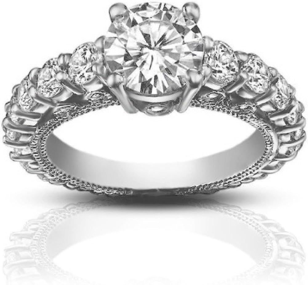 251228020109577_1 Madina Jewelry 2.25 ct Ladies Round Cut Diamond Accented Engagement Ring in 14 kt White Gold - Image 1