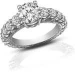 Madina Jewelry 2.25 ct Ladies Round Cut Diamond Accented Engagement Ring in 14 kt White Gold - Image 2