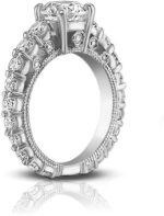 Madina Jewelry 2.25 ct Ladies Round Cut Diamond Accented Engagement Ring in 14 kt White Gold - Image 4