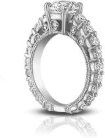 Madina Jewelry 2.25 ct Ladies Round Cut Diamond Accented Engagement Ring in 14 kt White Gold - Image 5