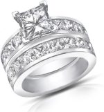 Madina Jewelry 4.50 Ct Princess Cut Diamond Engagement Ring Set in Channel Setting in Platinum - Image 2