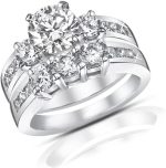 Madina Jewelry 1.85 ct Ladies Round Cut Diamond Engagement Accented Ring in Platinum - Image 2