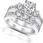 Madina Jewelry 1.85 ct Ladies Round Cut Diamond Engagement Accented Ring in Platinum - Image 3