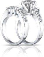 Madina Jewelry 1.85 ct Ladies Round Cut Diamond Engagement Accented Ring in Platinum - Image 5