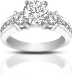 Madina Jewelry 1.25 ct Ladies Round Cut Diamond Engagement Accented Ring in 14 kt White Gold