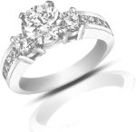 Madina Jewelry 1.25 ct Ladies Round Cut Diamond Engagement Accented Ring in 14 kt White Gold - Image 2