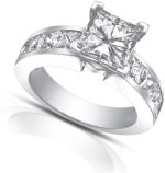 Madina Jewelry 2.50 Ct Ladies Princess Cut Diamond Engagement Ring in Platinum - Image 3