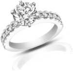 Madina Jewelry 1.45 Ct Round Cut Diamond Engagement Ring with Accented Diamonds in Platinum - Image 2