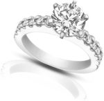 Madina Jewelry 1.45 Ct Round Cut Diamond Engagement Ring with Accented Diamonds in Platinum - Image 3