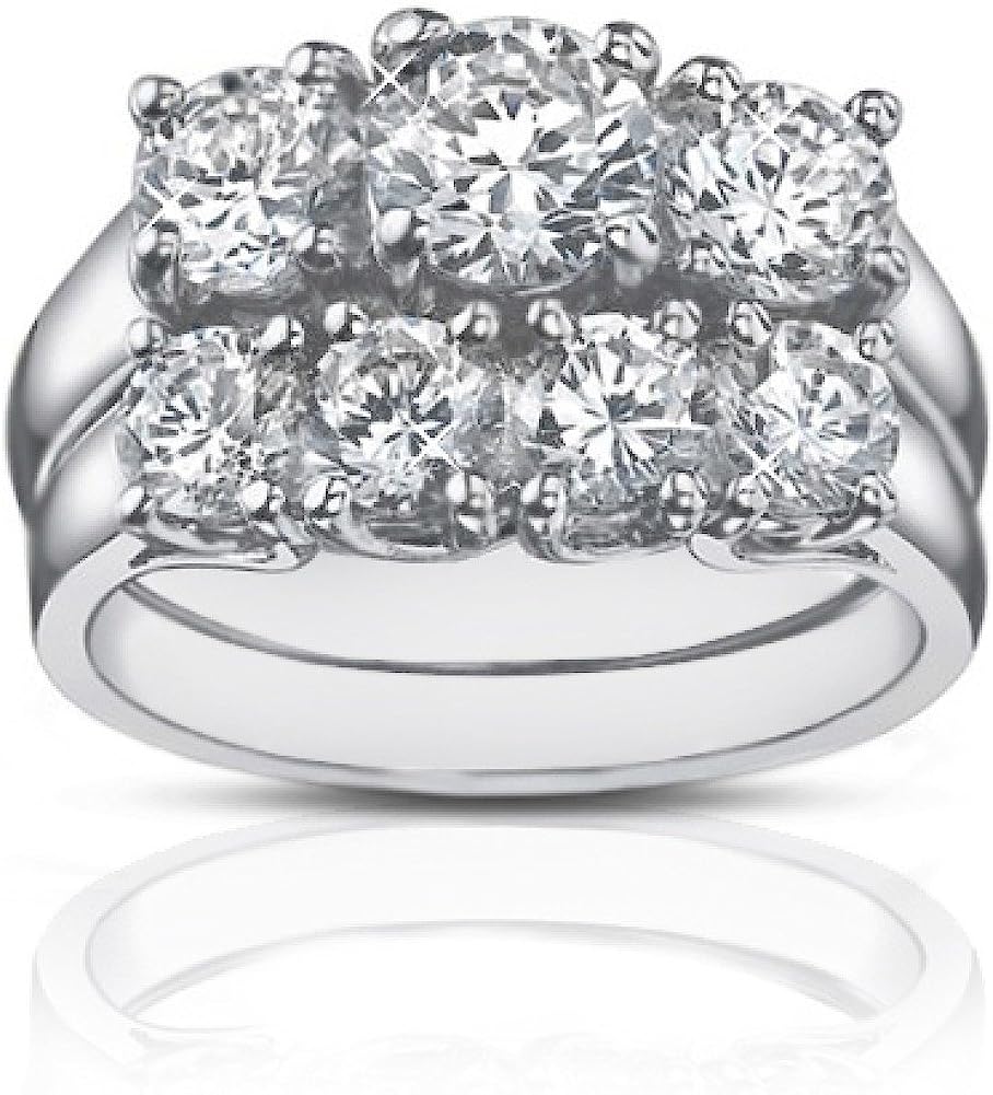 251228020110126_1 Madina Jewelry 2.25 Ct Three Stone Round Diamond Engagement Ring with Wedding Band in Platinum - Image 1