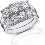 Madina Jewelry 2.25 Ct Three Stone Round Diamond Engagement Ring with Wedding Band in Platinum - Image 2