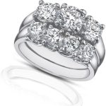 Madina Jewelry 2.25 Ct Three Stone Round Diamond Engagement Ring with Wedding Band in Platinum - Image 3