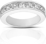 Madina Jewelry 2.00 Ct Ladies Princess Cut Diamond Wedding Band Ring in 18 kt White Gold