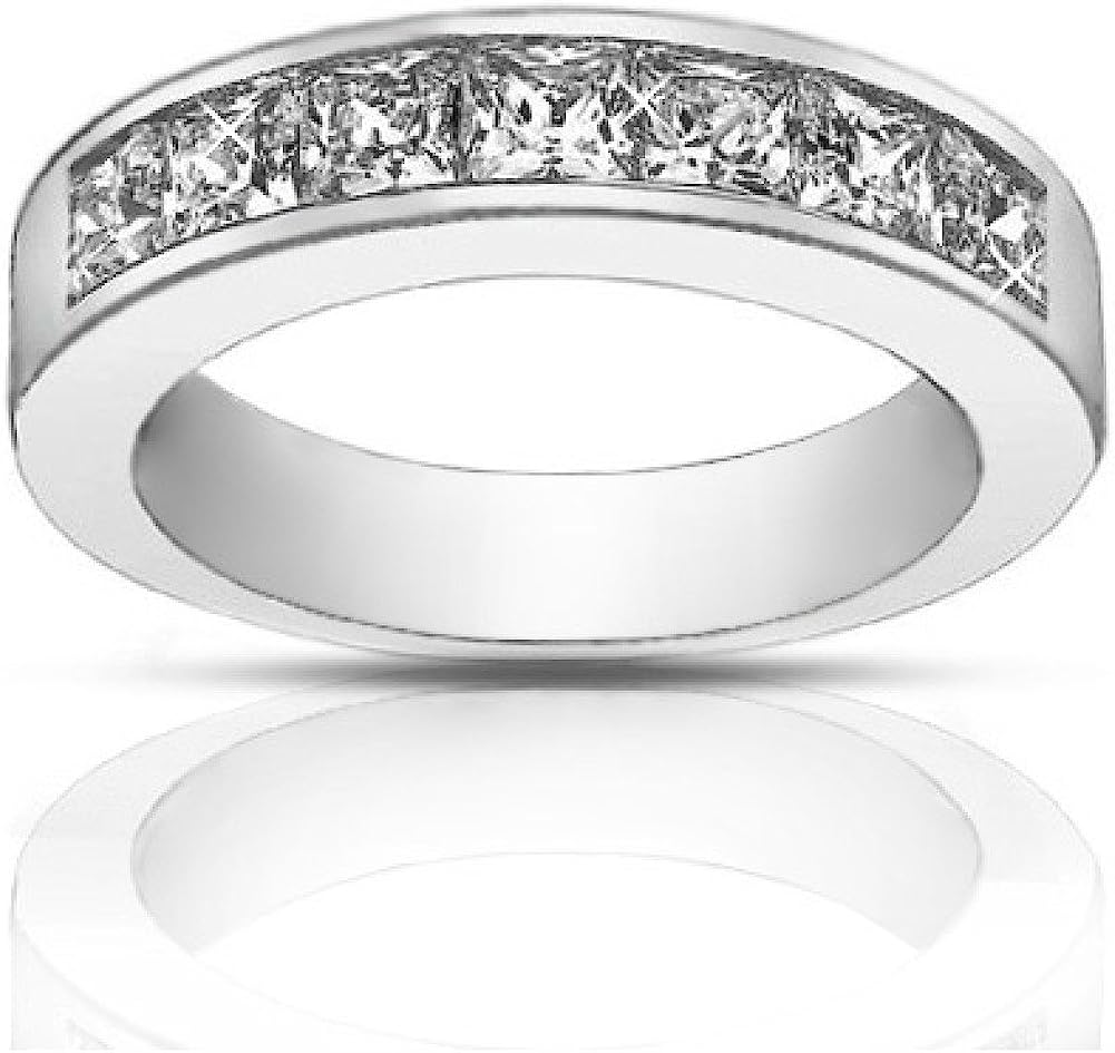 251228020110324_1 Madina Jewelry 1.50 Ct Ladies Princess Cut Diamond Wedding Band Ring in 14 kt White Gold - Image 1