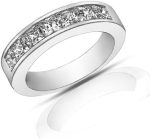 Madina Jewelry 1.50 Ct Ladies Princess Cut Diamond Wedding Band Ring in 14 kt White Gold - Image 2
