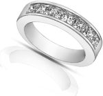 Madina Jewelry 1.50 Ct Ladies Princess Cut Diamond Wedding Band Ring in 14 kt White Gold - Image 3