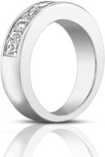Madina Jewelry 1.50 Ct Ladies Princess Cut Diamond Wedding Band Ring in 14 kt White Gold - Image 4