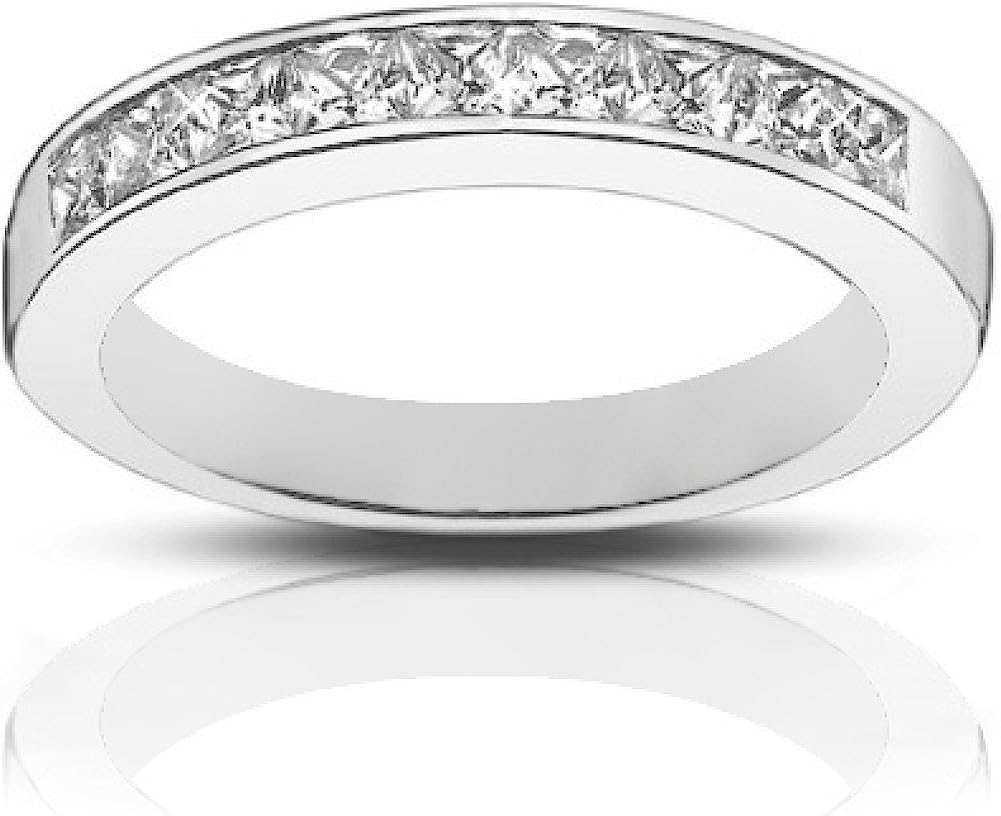 251228020110391_1 Madina Jewelry 1.00 Ct Ladies Princess Cut Diamond Wedding Band Ring in 18 kt White Gold - Image 1