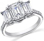Madina Jewelry 2.10 ct Ladies Emerald Cut Diamond Engagement Ring in Platinum - Image 2