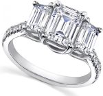 Madina Jewelry 2.10 ct Ladies Emerald Cut Diamond Engagement Ring in Platinum - Image 3