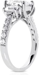 Madina Jewelry 2.10 ct Ladies Emerald Cut Diamond Engagement Ring in Platinum - Image 4