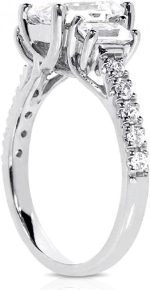 Madina Jewelry 2.10 ct Ladies Emerald Cut Diamond Engagement Ring in Platinum - Image 5