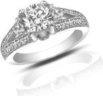 Madina Jewelry 1.49 ct Vintage Style Round Cut Diamond Engagement Ring in 18 kt White Gold - Image 2