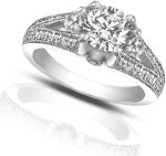 Madina Jewelry 1.49 ct Vintage Style Round Cut Diamond Engagement Ring in 18 kt White Gold - Image 3