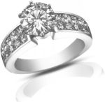 Madina Jewelry 2.00 ct Ladies Two Row Round Cut Diamond Engagement Ring in 14 kt White Gold - Image 2