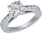 Madina Jewelry 1.50 ct Ladies Round Cut Diamond Engagement Ring in Channel Setting Platinum - Image 2