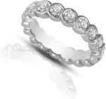 Madina Jewelry 2.00 ct Round Cut Diamond Eternity Wedding Band Ring in Bezel Setting in Platinum - Image 3