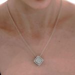 14K White Gold Diamond Pendant Necklace, 0.60 TCW Pave Setting Natural Elegant (SI2-I1, F, Very Good Cut) Round & Baguette Cut Diamonds, Width 5 mm, Height 12.10mm, Length 12.10mm, Jewelry For Women - Image 2