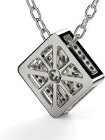 14K White Gold Diamond Pendant Necklace, 0.60 TCW Pave Setting Natural Elegant (SI2-I1, F, Very Good Cut) Round & Baguette Cut Diamonds, Width 5 mm, Height 12.10mm, Length 12.10mm, Jewelry For Women - Image 5