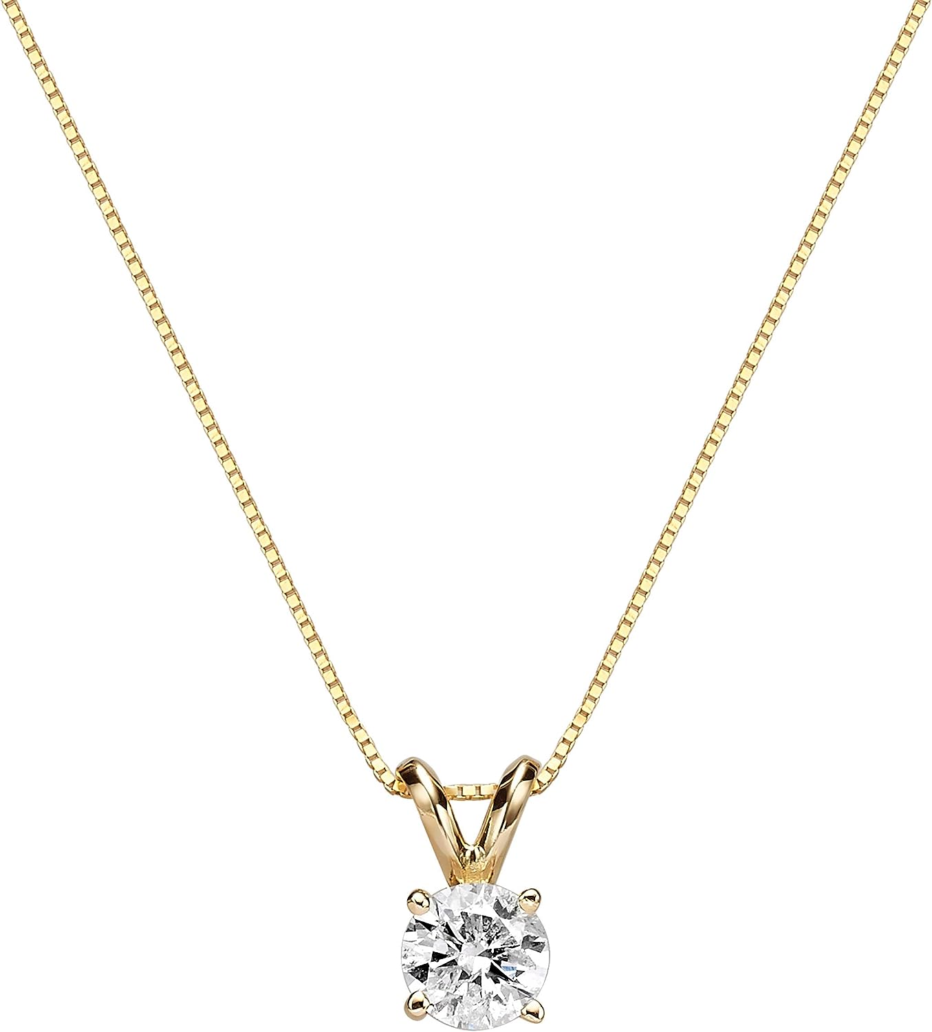 251228020111787_1 14k Yellow Gold Pendant Necklace, 4 Prong Setting, Round Brilliant Shape (0.50 TCW, SI2 Clarity, F Color, 5.00mm x 9.00mm) Spring-ring Box, Natural Diamond, Not-treated, Gift For Loved Ones, Jewelry for Women - Image 1