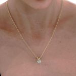 14k Yellow Gold Pendant Necklace, 4 Prong Setting, Round Brilliant Shape (0.50 TCW, SI2 Clarity, F Color, 5.00mm x 9.00mm) Spring-ring Box, Natural Diamond, Not-treated, Gift For Loved Ones, Jewelry for Women - Image 2