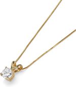 14k Yellow Gold Pendant Necklace, 4 Prong Setting, Round Brilliant Shape (0.50 TCW, SI2 Clarity, F Color, 5.00mm x 9.00mm) Spring-ring Box, Natural Diamond, Not-treated, Gift For Loved Ones, Jewelry for Women - Image 3