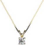 14k Yellow Gold Pendant Necklace, 4 Prong Setting, Round Brilliant Shape (0.50 TCW, SI2 Clarity, F Color, 5.00mm x 9.00mm) Spring-ring Box, Natural Diamond, Not-treated, Gift For Loved Ones, Jewelry for Women - Image 4