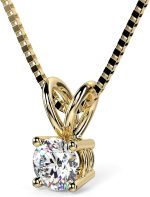 14k Yellow Gold Pendant Necklace, 4 Prong Setting, Round Brilliant Shape (0.50 TCW, SI2 Clarity, F Color, 5.00mm x 9.00mm) Spring-ring Box, Natural Diamond, Not-treated, Gift For Loved Ones, Jewelry for Women - Image 5
