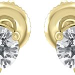 Natural Clarity I1-I2 3 Prong Martini 0.2 cttw to 2 cttw 14K Gold Real Diamond Studs Earrings with Secure Screw Back for Women and Men