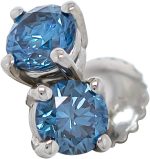 IGI Certified 2.00 Carat Lab-Created Diamond Stud Earrings 14k White Gold Womens VS2-SI1 Clarity (White I-J, Blue, Pink) - Image 2