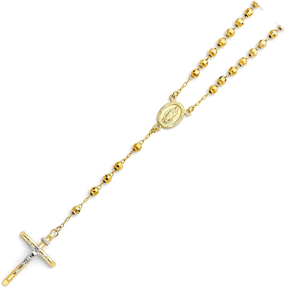 251228020113462_1 14k Yellow Gold 4mm Disco Ball Rosary Necklace 20 Inch Jewelry Gifts for Women - Image 1