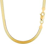 The Diamond Deal 14k Solid Yellow Gold 6.00mm Shiny Imperial Herringbone Chain Necklace or Bracelet for Pendants and Charms with Lobster-Claw Clasp (7", 8", 16", 18" 20" or 24 inch)