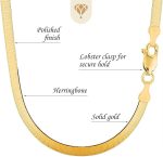 The Diamond Deal 14k Solid Yellow Gold 6.00mm Shiny Imperial Herringbone Chain Necklace or Bracelet for Pendants and Charms with Lobster-Claw Clasp (7", 8", 16", 18" 20" or 24 inch) - Image 3