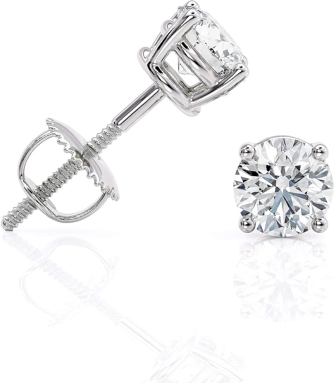 251228020113646_1 1 to 2 Carat Natural Diamond Stud Earrings IGI Certified Total Weight Round in 14K White Gold with Screw Backs by Beverly Hills Jewelers - Image 1