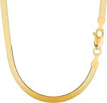 Jewelry Affairs 14k Yellow Solid Gold Imperial Herringbone Chain Necklace, 6.0mm