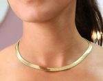 Jewelry Affairs 14k Yellow Solid Gold Imperial Herringbone Chain Necklace, 6.0mm - Image 2