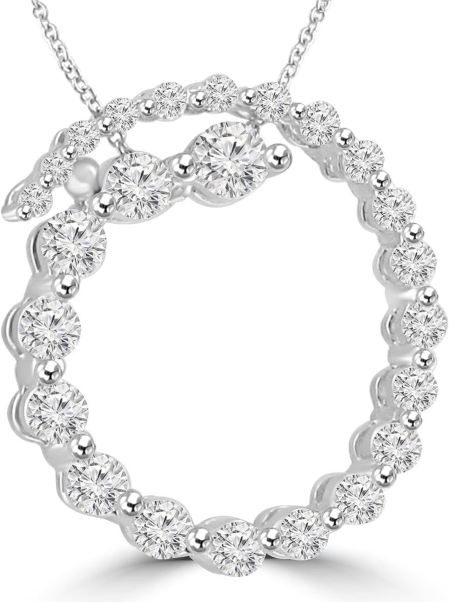 251228020113854_1 Madina Jewelry 2.00 Ct tw Round Diamond Spiral Pendant in 14 kt with 16 inch Chain - Image 1