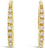 Jewelry Bliss 14k Yellow Gold Hoop Earrings With Diamond. Real Diamond Jewelry, Diamond Hoop Earrings for Women, April Birthstone (Dia: 3/4 Carats) Anniversary, Valentine's, Mother's day, Wedding - Image 2