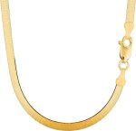 Jewelry Affairs 14k Yellow Solid Gold Imperial Herringbone Chain Necklace, 4.7mm